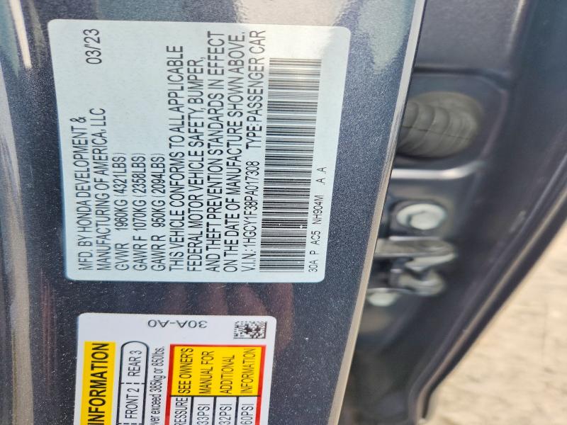 Продажа на аукционе авто 2023 Honda Accord, vin: 1HGCY1F38PA017308, номер лота: 55786126