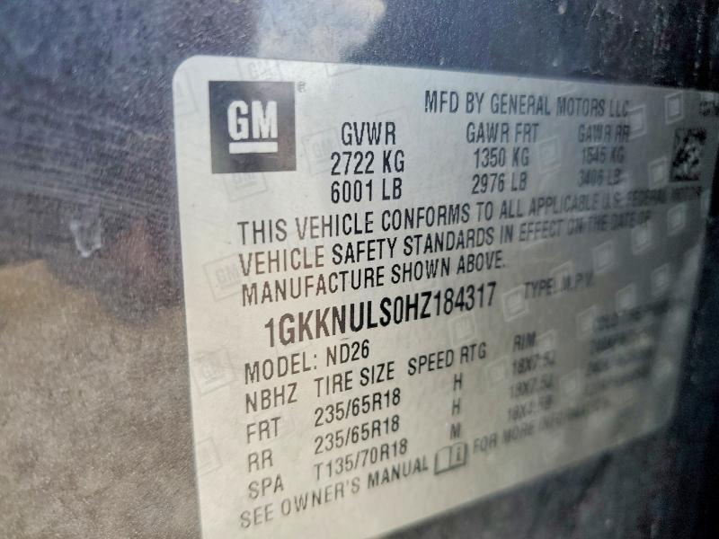 Aukcja sprzedaży 2017 Gmc Acadia, vin: 1GKKNULS0HZ184317, numer aukcji: 57749076