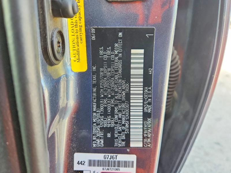 2010 Toyota Tundra მანქანა იყიდება აუქციონზე, vin: 5TFRM5F12AX003077, აუქციონის ნომერი: 59197676