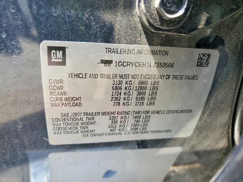 Aukcja sprzedaży 2020 Chevrolet Silverado, vin: 1GCRYCEH1LZ359566, numer aukcji: 55103896