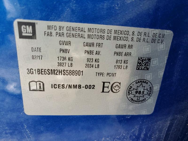 Продажа на аукционе авто 2017 Chevrolet Cruze, vin: 3G1BE6SM2HS588901, номер лота: 59162446