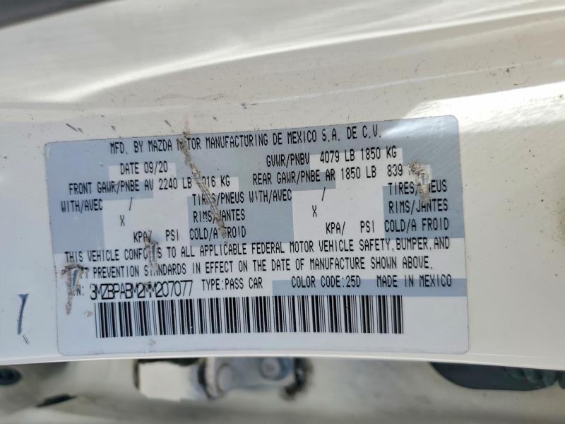 Продажа на аукционе авто 2021 Mazda 3, vin: 3MZBPABM2MM207077, номер лота: 56824336