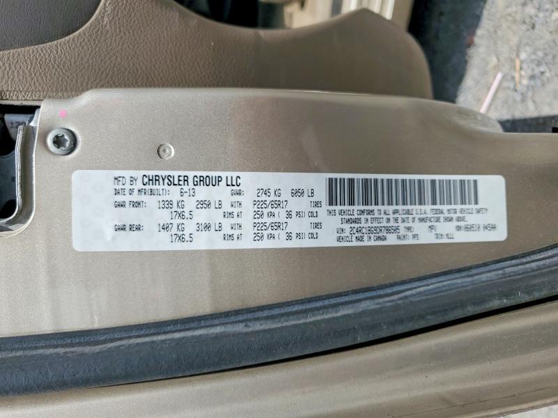 2013 Chrysler Town & Country მანქანა იყიდება აუქციონზე, vin: 2C4RC1BG9DR786505, აუქციონის ნომერი: 53800196