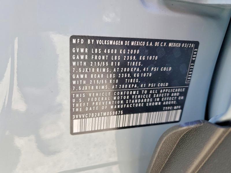57885476 :رقم المزاد ، 3VVVC7B28TM059675 vin ، 2026 Volkswagen Taos مزاد بيع
