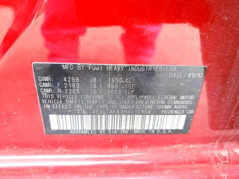 Aukcja sprzedaży 2017 Subaru Impreza, vin: 4S3GTAK63H3710954, numer aukcji: 55464786