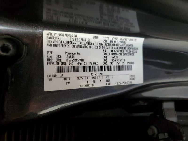 Aukcja sprzedaży 2015 Ford Focus, vin: 1FADP3E21FL261322, numer aukcji: 57551086