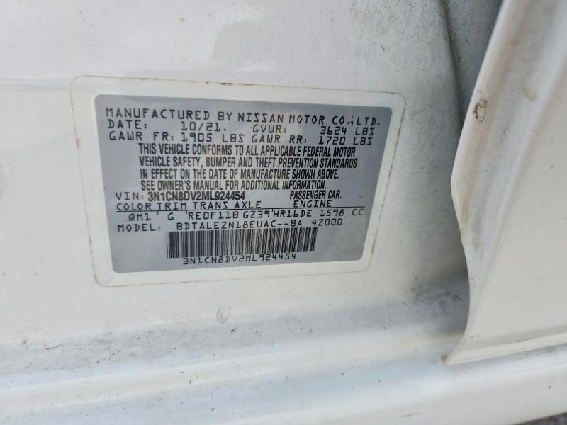 Продаж на аукціоні авто 2021 Nissan Versa, vin: 3N1CN8DV2ML924454, номер лоту: 58321506