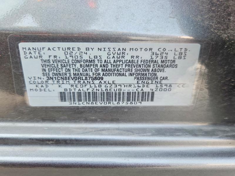 Aukcja sprzedaży 2024 Nissan Versa, vin: 3N1CN8EV0RL875809, numer aukcji: 57493386