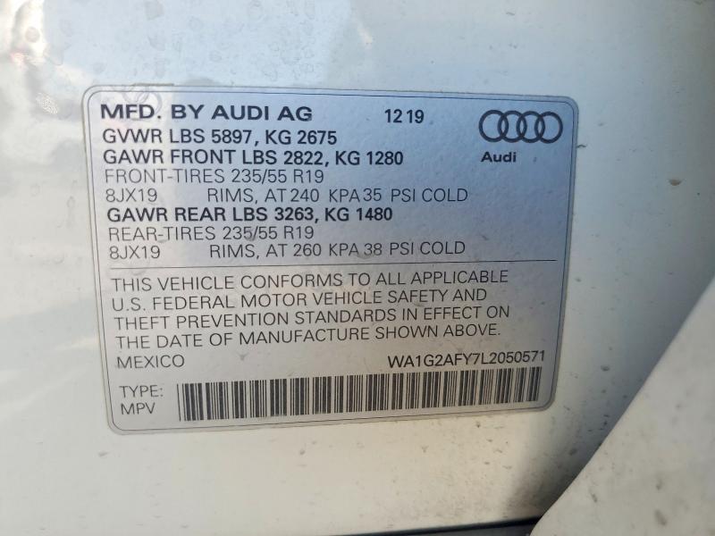 2020 Audi Q5 E მანქანა იყიდება აუქციონზე, vin: WA1G2AFY7L2050571, აუქციონის ნომერი: 58072786