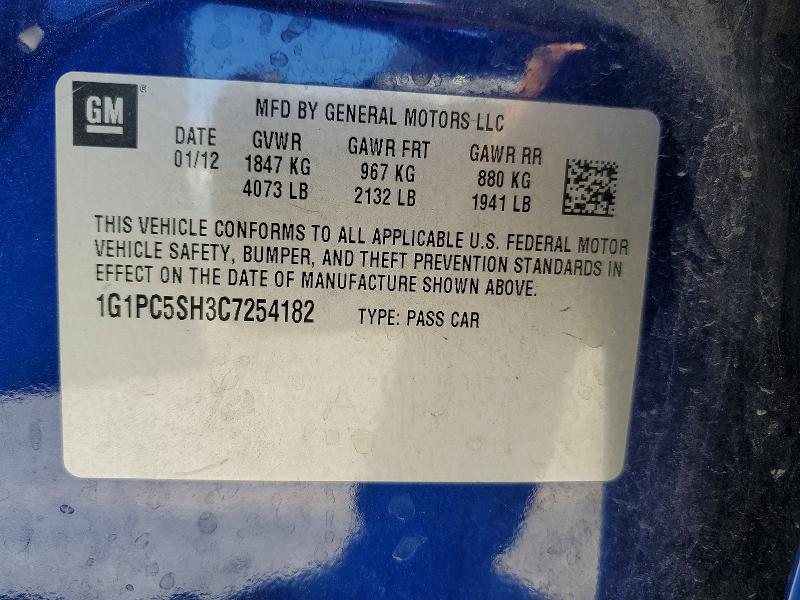 Продаж на аукціоні авто 2012 Chevrolet Cruze, vin: 1G1PC5SH3C7254182, номер лоту: 57443806