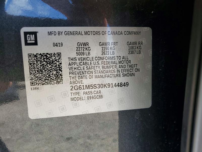 2019 Cadillac Xts მანქანა იყიდება აუქციონზე, vin: 2G61M5S30K9144849, აუქციონის ნომერი: 56892676