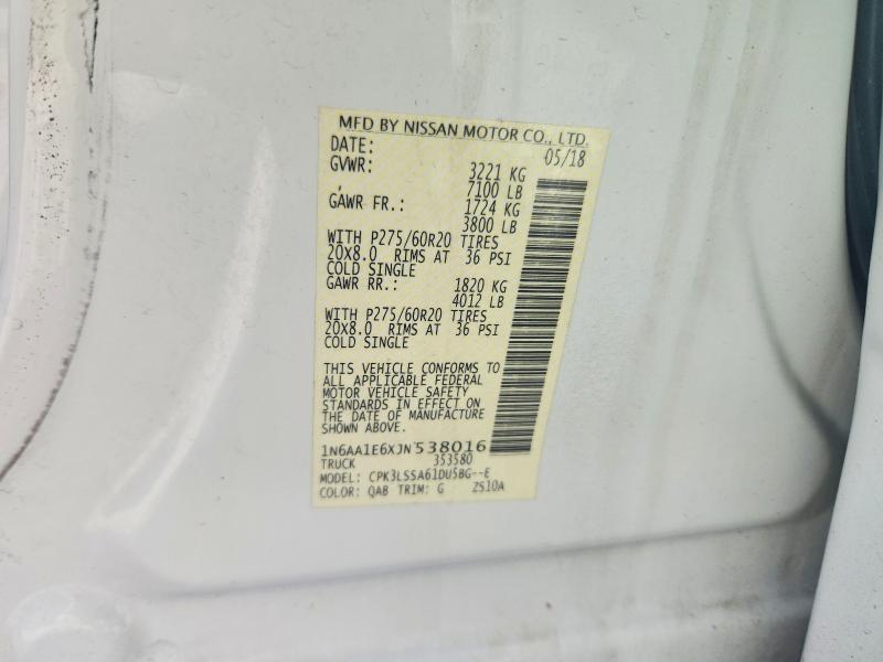 Продаж на аукціоні авто 2018 Nissan Titan, vin: 1N6AA1E6XJN538016, номер лоту: 54802506