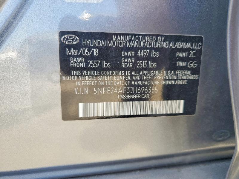 2018 Hyundai Sonata მანქანა იყიდება აუქციონზე, vin: 5NPE24AF3JH696335, აუქციონის ნომერი: 56787116
