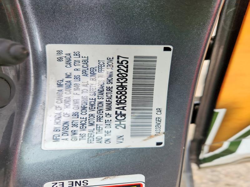56354256 :رقم المزاد ، 2HGFA16589H302257 vin ، 2009 Honda Civic مزاد بيع