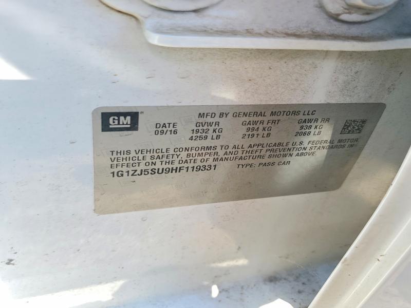 2017 Chevrolet Malibu მანქანა იყიდება აუქციონზე, vin: 1G1ZJ5SU9HF119331, აუქციონის ნომერი: 58992946