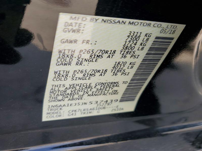Продажа на аукционе авто 2018 Nissan Titan, vin: 1N6AA1EJ5JN537439, номер лота: 55859996