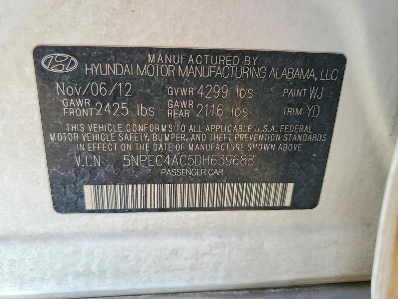 Продажа на аукционе авто 2013 Hyundai Sonata, vin: 5NPEC4AC5DH639688, номер лота: 55592766