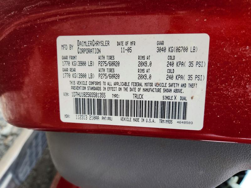 2006 Dodge Ram 1500 მანქანა იყიდება აუქციონზე, vin: 1D7HU18256S581355, აუქციონის ნომერი: 85978425