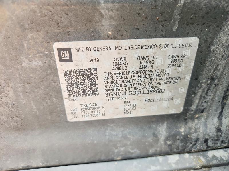 55873076 :رقم المزاد ، 3GNCJLSB0LL168682 vin ، 2020 Chevrolet Trax مزاد بيع