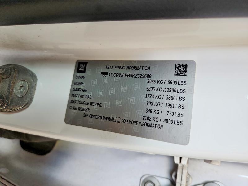 Aukcja sprzedaży 2019 Chevrolet Silverado, vin: 1GCRWAEH9KZ329689, numer aukcji: 57600826