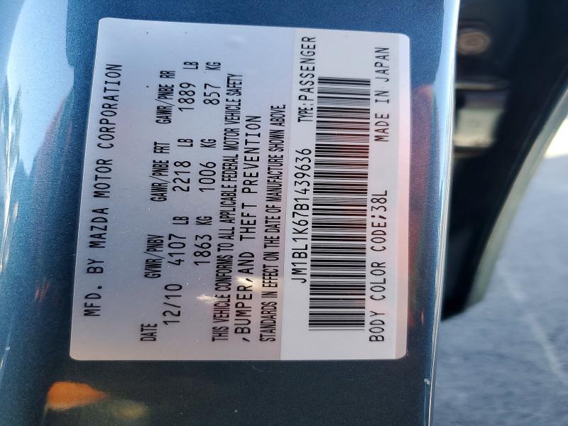 55809056 :رقم المزاد ، JM1BL1K67B1439636 vin ، 2011 Mazda 3 مزاد بيع