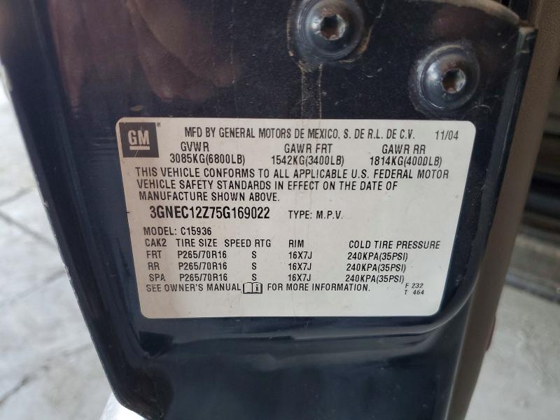 57695286 :رقم المزاد ، 3GNEC12Z75G169022 vin ، 2005 Chevrolet Avalanche مزاد بيع