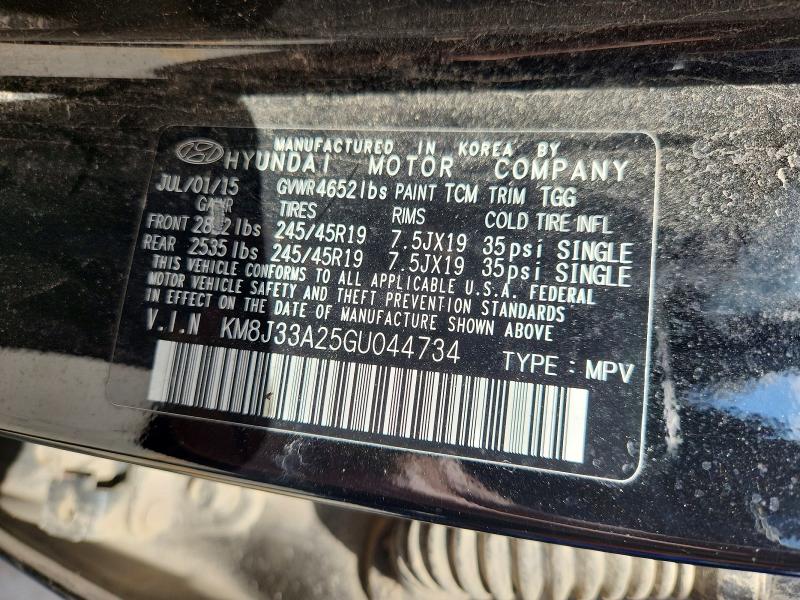 58507856 :رقم المزاد ، KM8J33A25GU044734 vin ، 2016 Hyundai Tucson مزاد بيع
