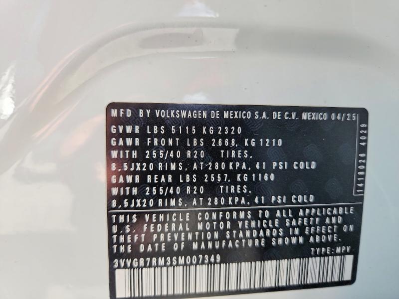 Aukcja sprzedaży 2025 Volkswagen Tiguan, vin: 3VVGR7RM3SM007349, numer aukcji: 56957226