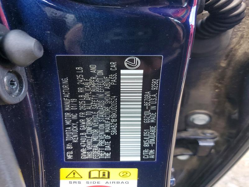 2019 Lexus Es მანქანა იყიდება აუქციონზე, vin: 58ABZ1B18KU020524, აუქციონის ნომერი: 55794946