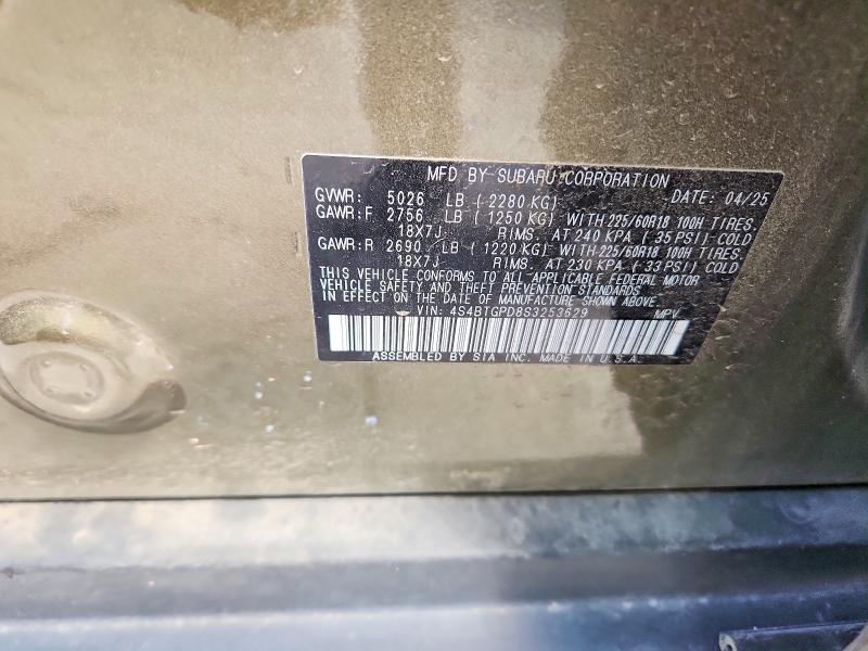 Продажа на аукционе авто 2025 Subaru Outback, vin: 4S4BTGPD8S3253629, номер лота: 56420146
