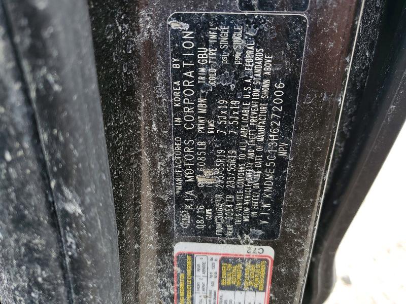 56655826 :رقم المزاد ، KNDME5C13H6272006 vin ، 2017 Kia Sedona مزاد بيع