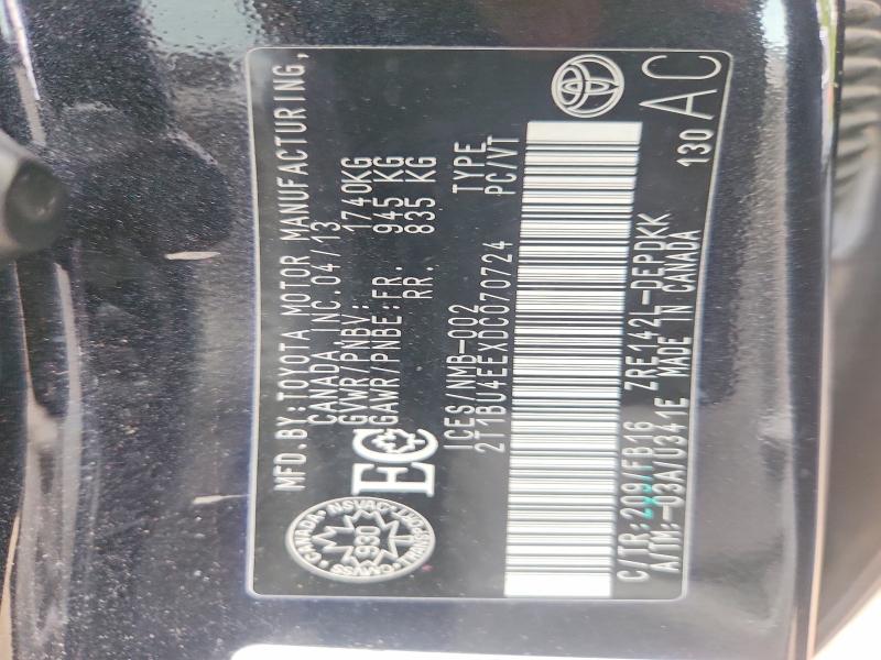 2013 Toyota Corolla მანქანა იყიდება აუქციონზე, vin: 2T1BU4EEXDC070724, აუქციონის ნომერი: 57863626