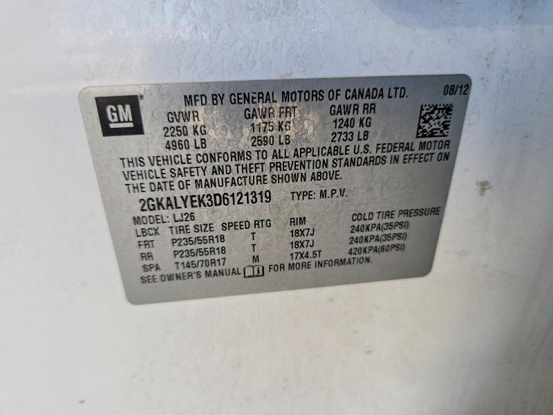 Aukcja sprzedaży 2013 Gmc Terrain, vin: 2GKALYEK3D6121319, numer aukcji: 57470106