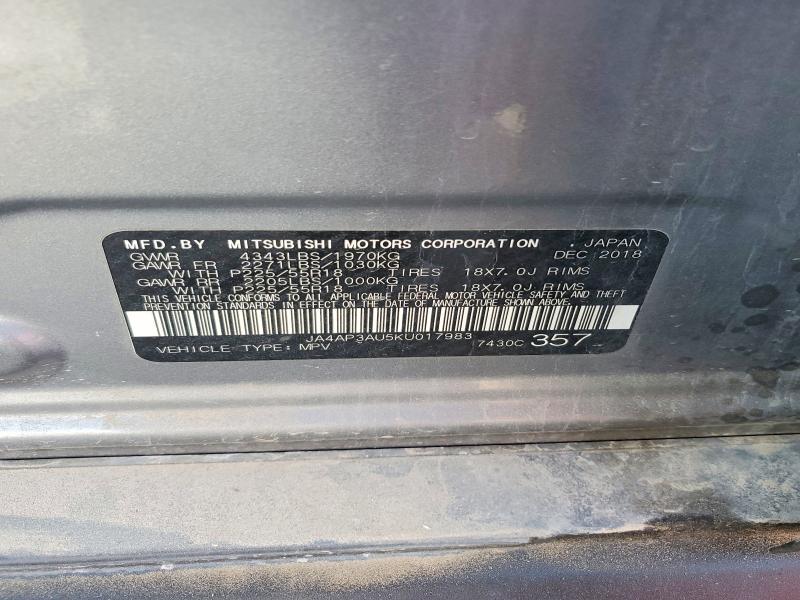 Продажа на аукционе авто 2019 Mitsubishi Outlander Sport, vin: JA4AP3AU5KU017983, номер лота: 55469326