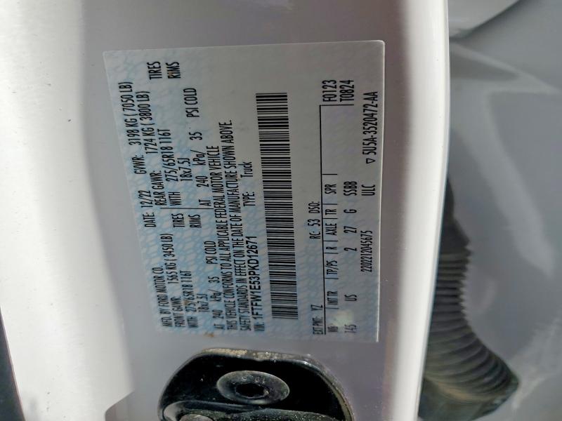 2023 Ford F150 მანქანა იყიდება აუქციონზე, vin: 1FTFW1E53PKD12671, აუქციონის ნომერი: 55464626