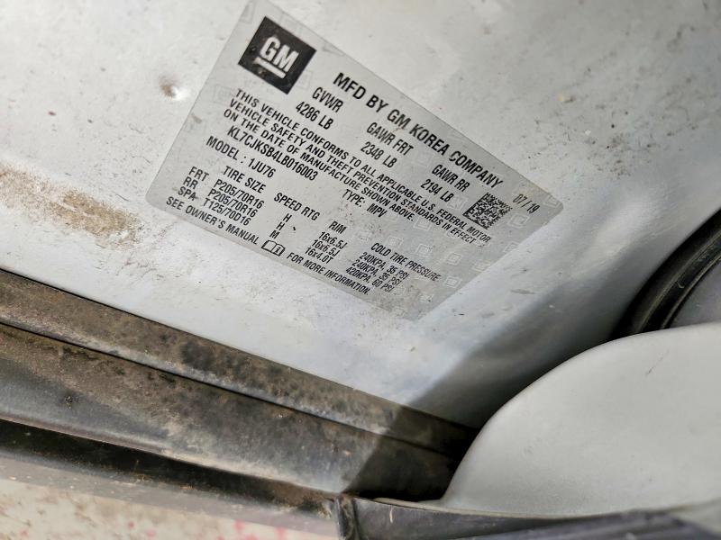 2020 Chevrolet Trax მანქანა იყიდება აუქციონზე, vin: KL7CJKSB4LB016003, აუქციონის ნომერი: 56338536