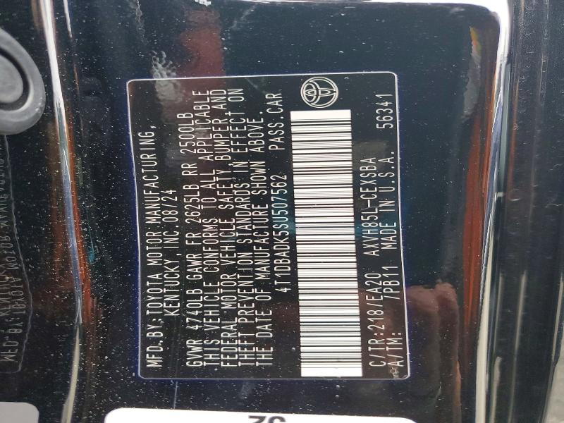 56319236 :رقم المزاد ، 4T1DBADK5SU507562 vin ، 2025 Toyota Camry مزاد بيع