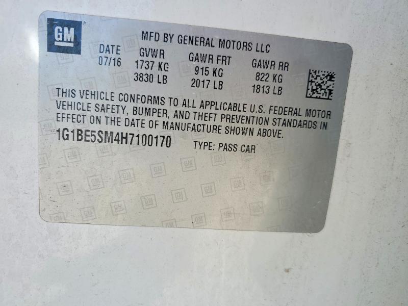 Aukcja sprzedaży 2017 Chevrolet Cruze, vin: 1G1BE5SM4H7100170, numer aukcji: 57355376