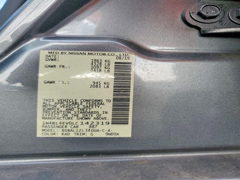 Aukcja sprzedaży 2020 Nissan Altima, vin: 1N4BL4EV0LC142319, numer aukcji: 58462306