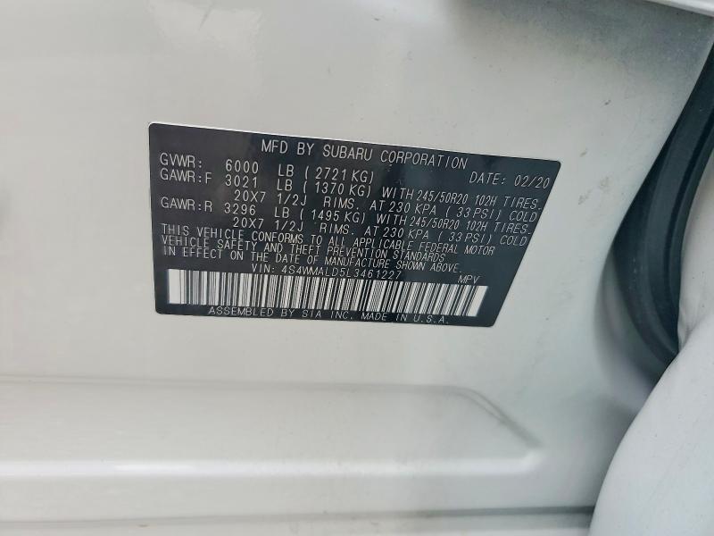 Aukcja sprzedaży 2020 Subaru Ascent, vin: 4S4WMALD5L3461227, numer aukcji: 54903776
