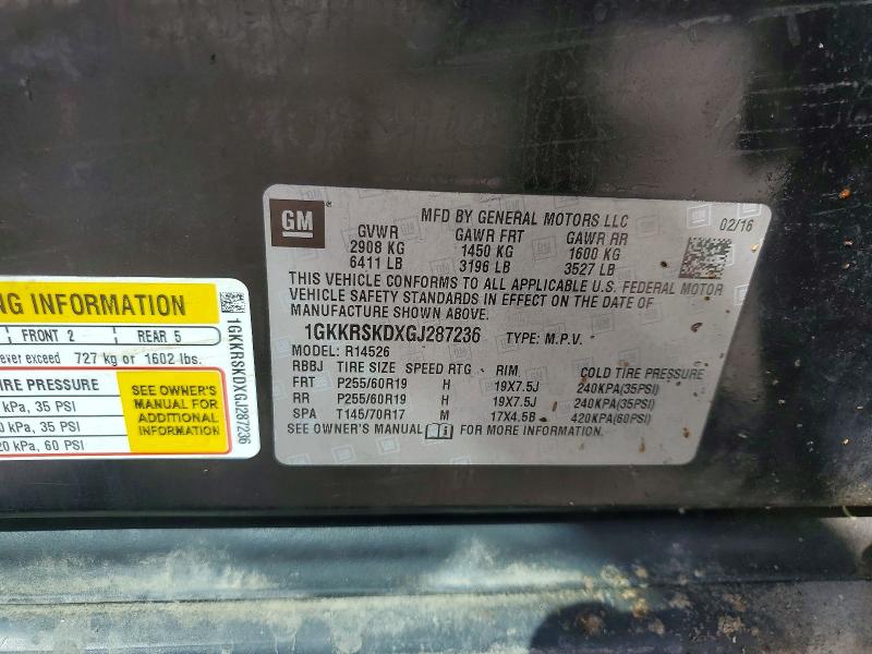 2016 Gmc Acadia მანქანა იყიდება აუქციონზე, vin: 1GKKRSKDXGJ287236, აუქციონის ნომერი: 58295386