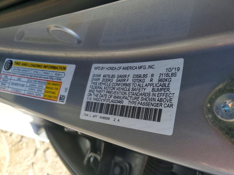 Продаж на аукціоні авто 2020 Honda Accord, vin: 1HGCV1F37LA023460, номер лоту: 56441206