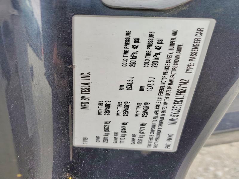 58653626 :رقم المزاد ، 5YJ3E1EC1LF627142 vin ، 2020 Tesla Model 3 مزاد بيع