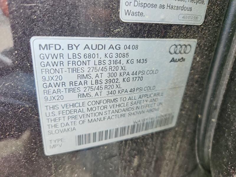 Aukcja sprzedaży 2008 Audi Q7, vin: WA1BY74L48D061655, numer aukcji: 57637296
