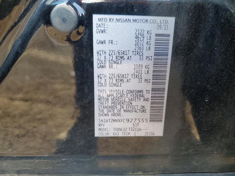 Aukcja sprzedaży 2015 Nissan Rogue, vin: 5N1AT2MVXFC927555, numer aukcji: 56502496