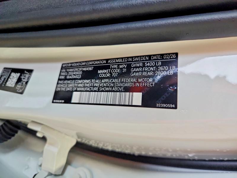 2026 Volvo Xc60 მანქანა იყიდება აუქციონზე, vin: YV4M12RC9T1464567, აუქციონის ნომერი: 58273766