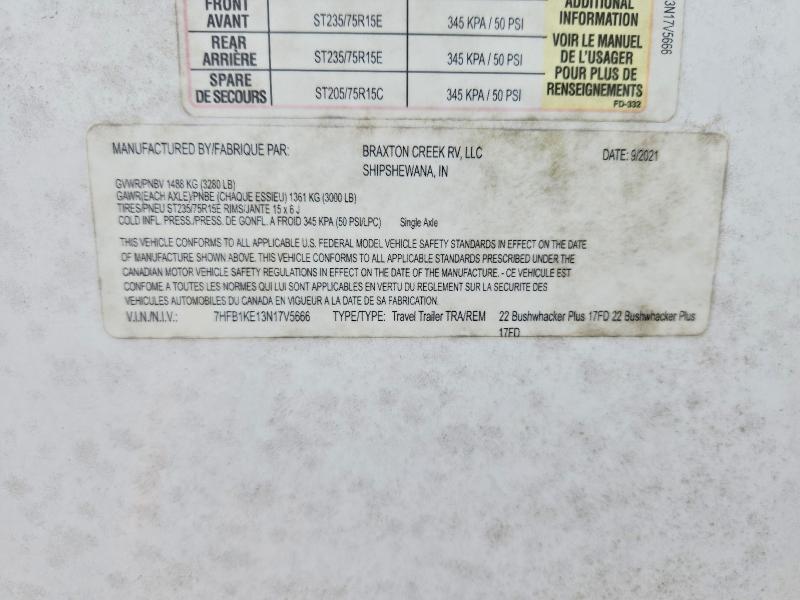 Auction sale of the 2022 Braxton Creek Braxton Creek, vin: 7HFB1KE13N17V5666, lot number: 97685225