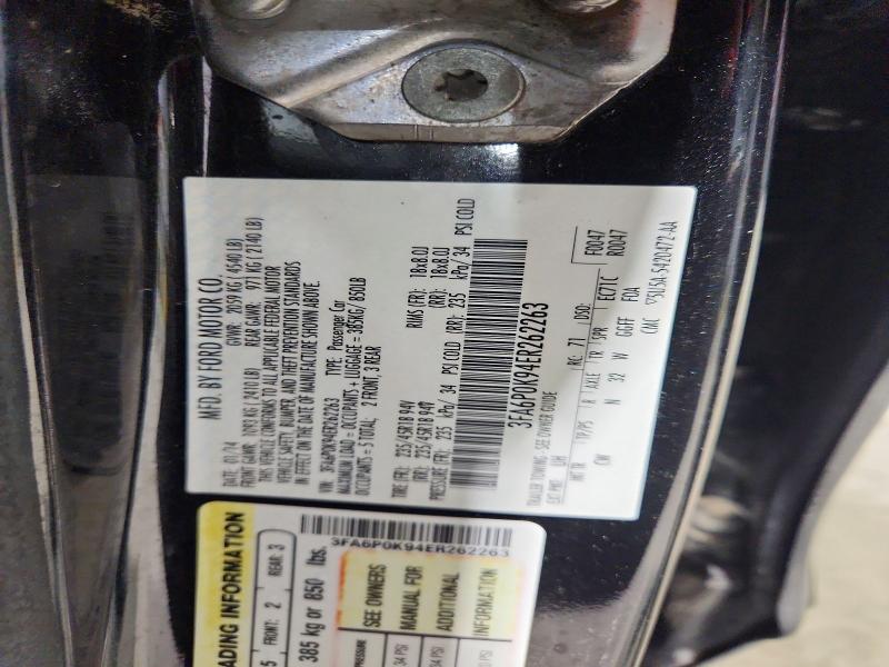 Продаж на аукціоні авто 2014 Ford Fusion, vin: 3FA6P0K94ER262263, номер лоту: 58821656