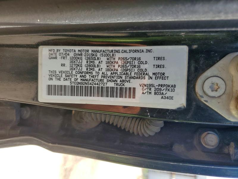 Aukcja sprzedaży 2004 Toyota Tacoma, vin: 5TEGN92N54Z442727, numer aukcji: 55339266