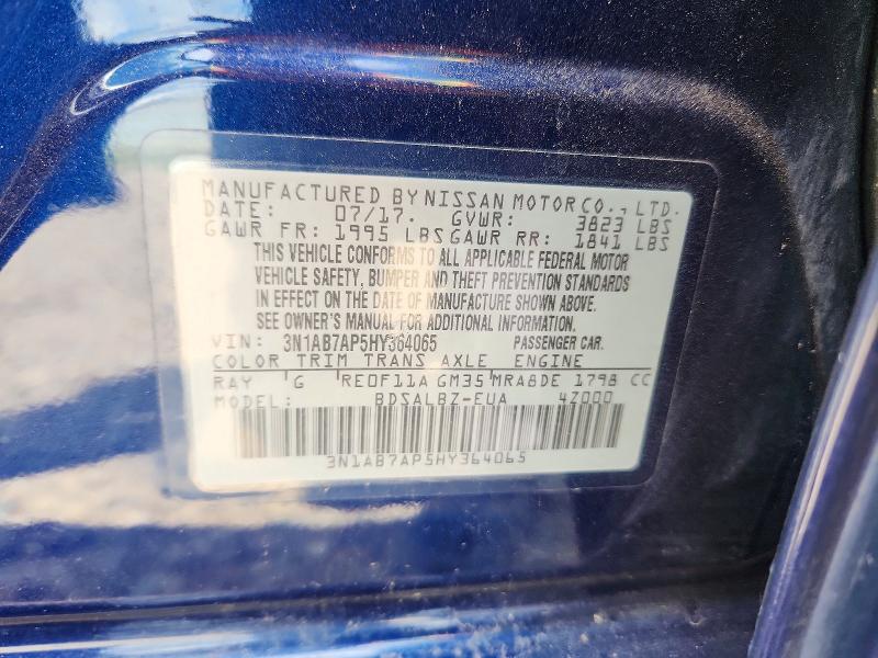 56716106 :رقم المزاد ، 3N1AB7AP5HY364065 vin ، 2017 Nissan Sentra مزاد بيع